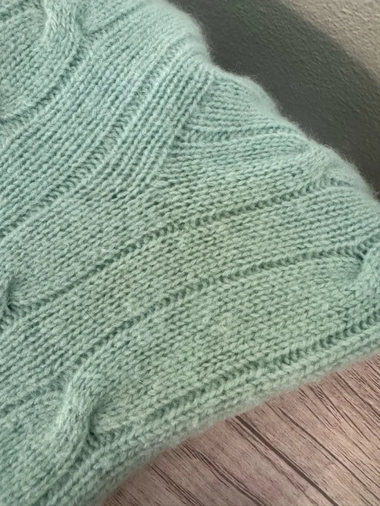 Vtg Polo Ralph Lauren Cashmere Cable Knit Cardigan Mint Green Size 40 Med READ - Picture 7 of 12